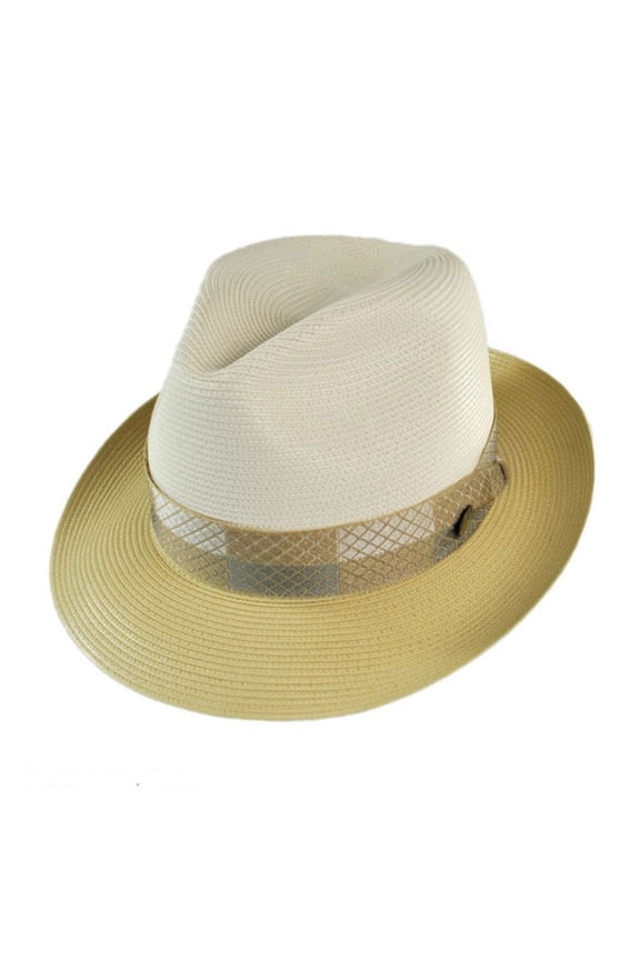 Andover Florentine Milan Straw Fedora Hat - 8 - Beige/Sand