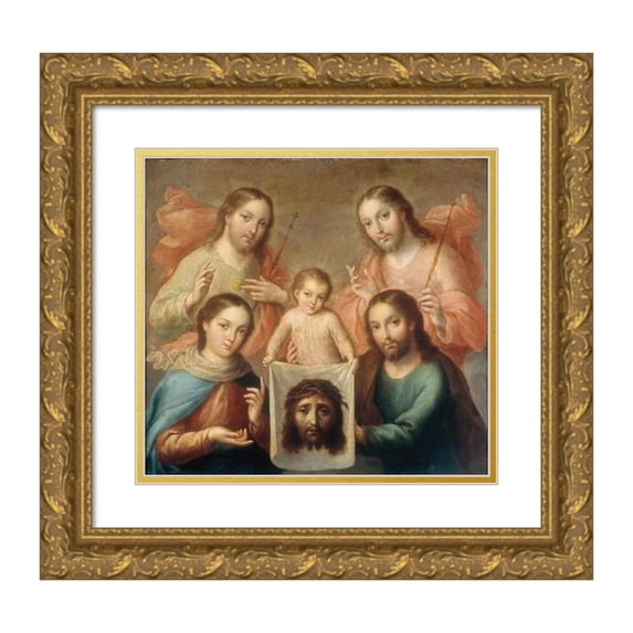 Andrés López 13x12 Gold Ornate Wood Frame and Double Matted Museum Art Print Titled - The Trinities of Earth and Sky