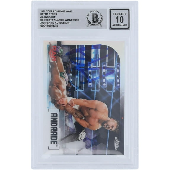 Andrade WWE Autographed 2020 Topps Chrome Refractor #5 Beckett Fanatics Witnessed Authenticated 10 Card - Fanatics Authentic Certified
