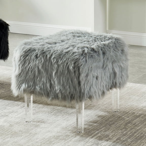 Andral Upholstered Fabric Ottoman, Gray