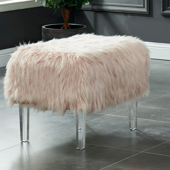 Andral Upholstered Fabric Ottoman, Pink
