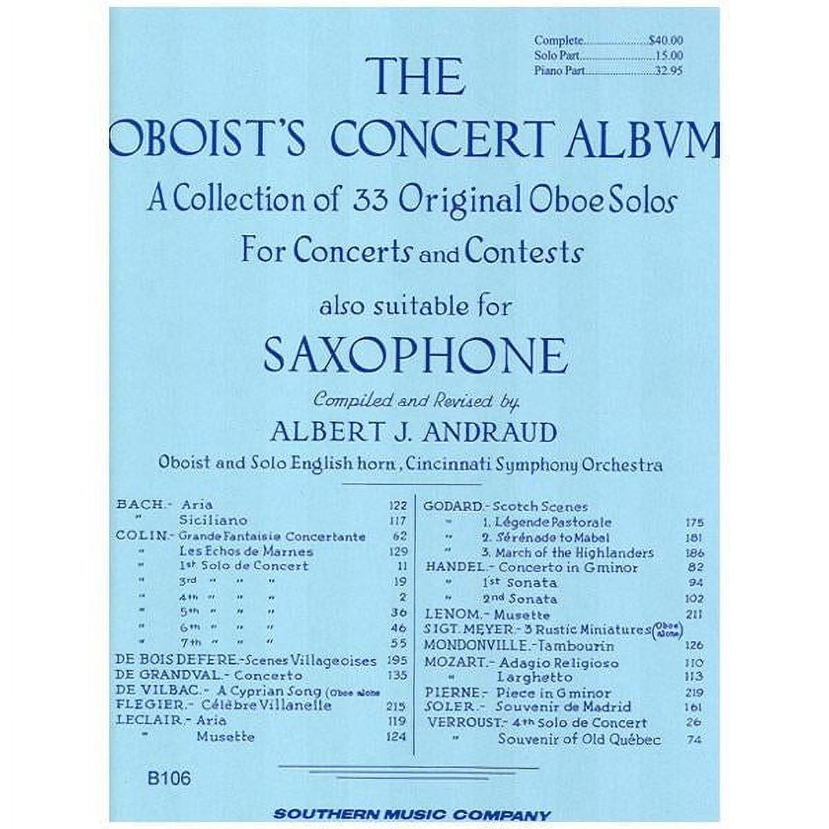 Southern Oboist's Concert Album (Oboe) Southern Music Series Arranged by Albert Andraud