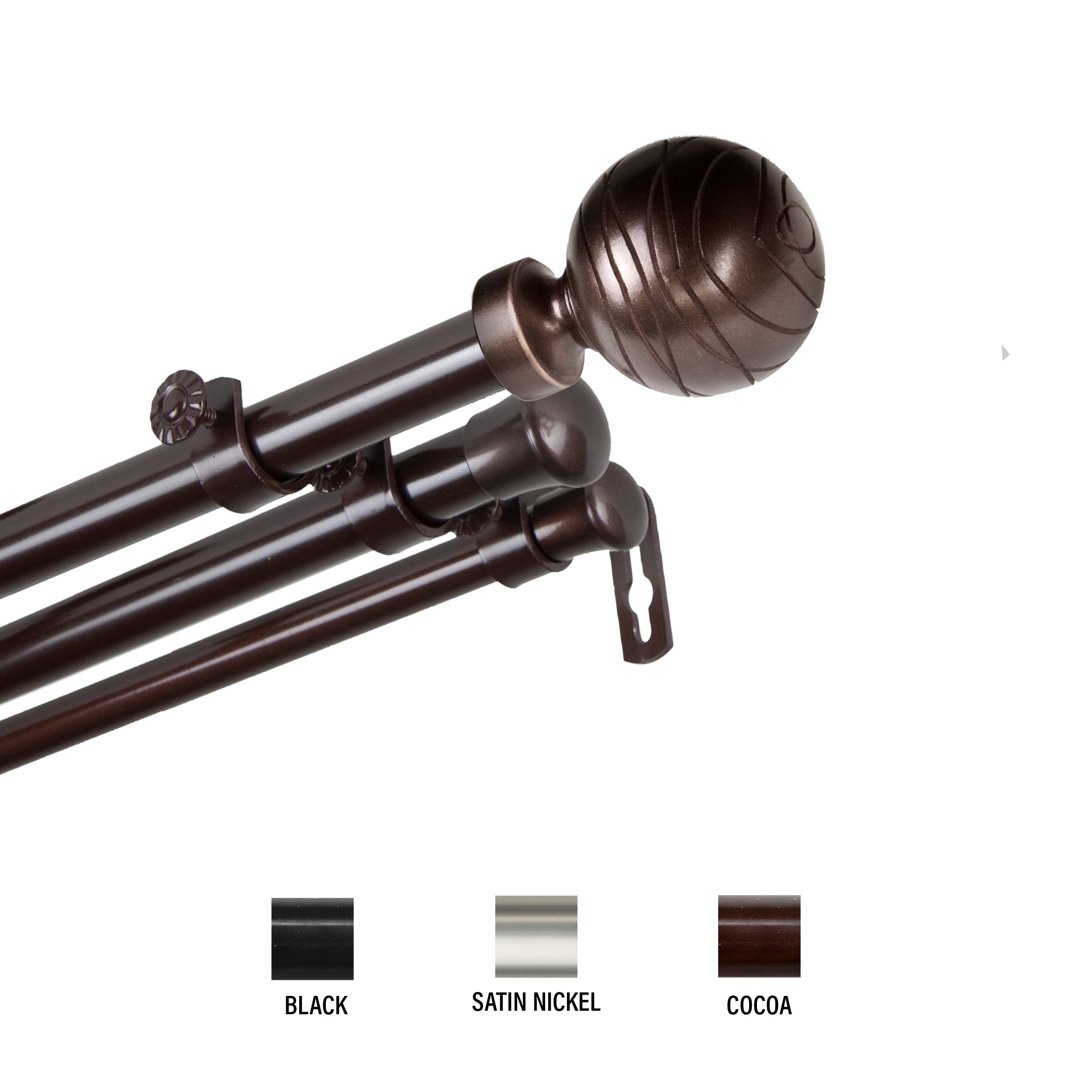Andre 13/16 inch Triple Curtain Rod 120-170" - Cocoa