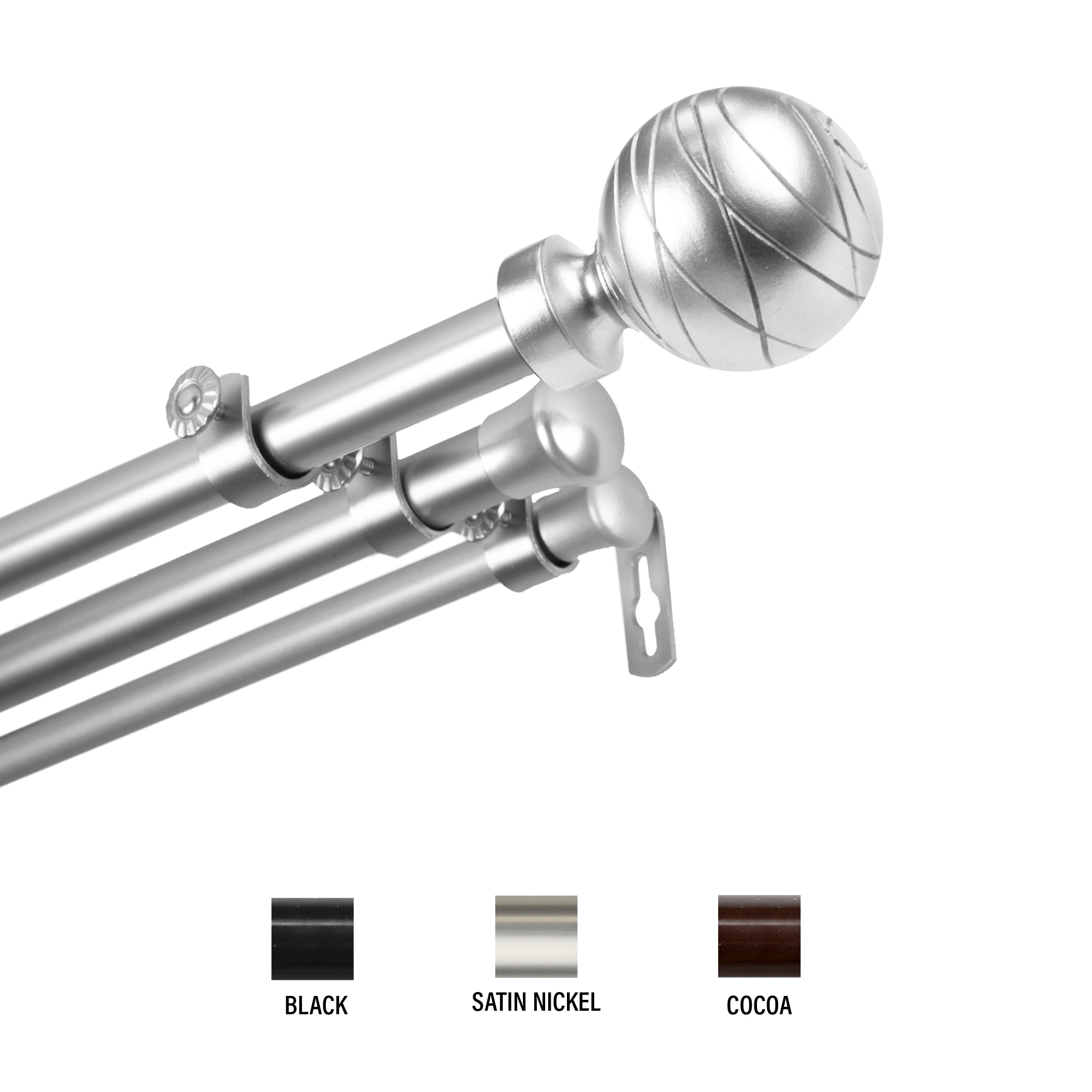 Andre 13/16 inch Triple Curtain Rod 66-120" - Satin Nickel