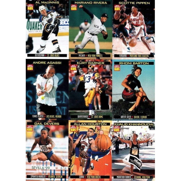 Andre Agassi Scottie Pippen Mariano Rivera Kurt Warner 2000 Sports Illustrated for Kids 9 card sheet