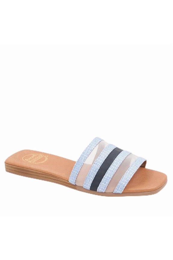 Women's Kaila Featherweight Trendy Durable Leather Luxury Flat Sandal, Blue, 5