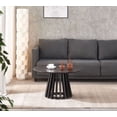 thumbnail image 1 of Aria Home Wood Coffee Table Andre Mid Century Modern Slatted Base Oak Blonde, Black, 1 of 5