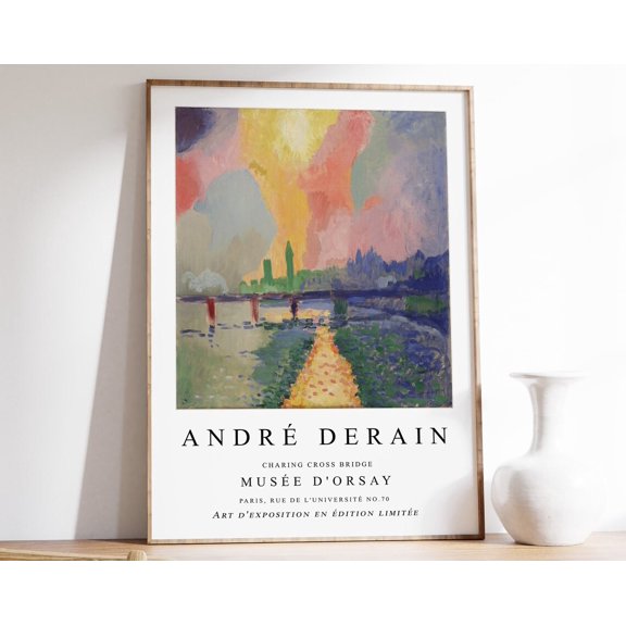 Andre Derain Exhibition Poster, Charing Cross Bridge London, French Expressionist Print, Fauvist Wall Art, Scenery & Nature Wall Art, Modern Wall Decor, 8x12 UNFRAMED
