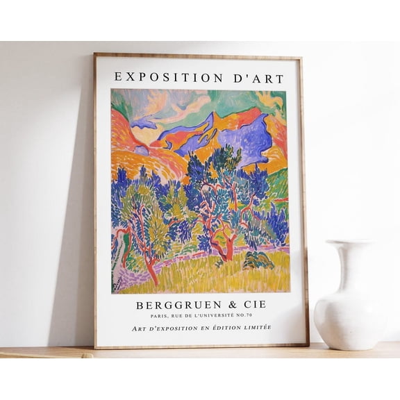 Andre Derain Exhibition Poster, Mountains At Collioure, French Expressionist Print, Fauvist Wall Art, Scenery & Nature Art, A1,A2,A2,A3 Wall Art, Modern Wall Decor, 8x12 UNFRAMED