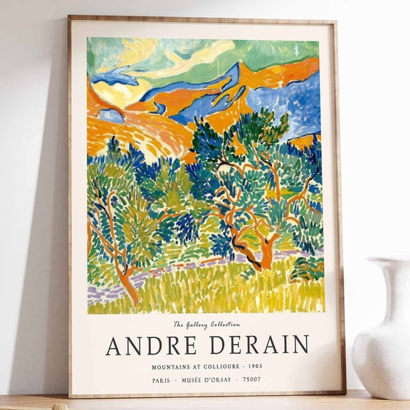 Andre Derain Poster, Mountains At Collioure, French Expressionist Print, Fauvist Wall Art, Scenery & Nature Art, Floral Art UNFRAMED PAPER POSTER, Home Decor, Vintage Gift, Living Room Dercor
