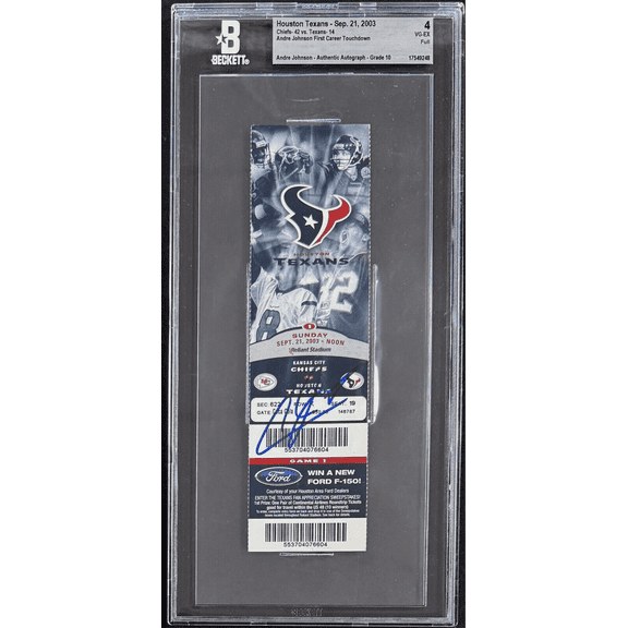 Andre Johnson Signed Houston Texans Ticket First Career Touchdown Beckett Auto10