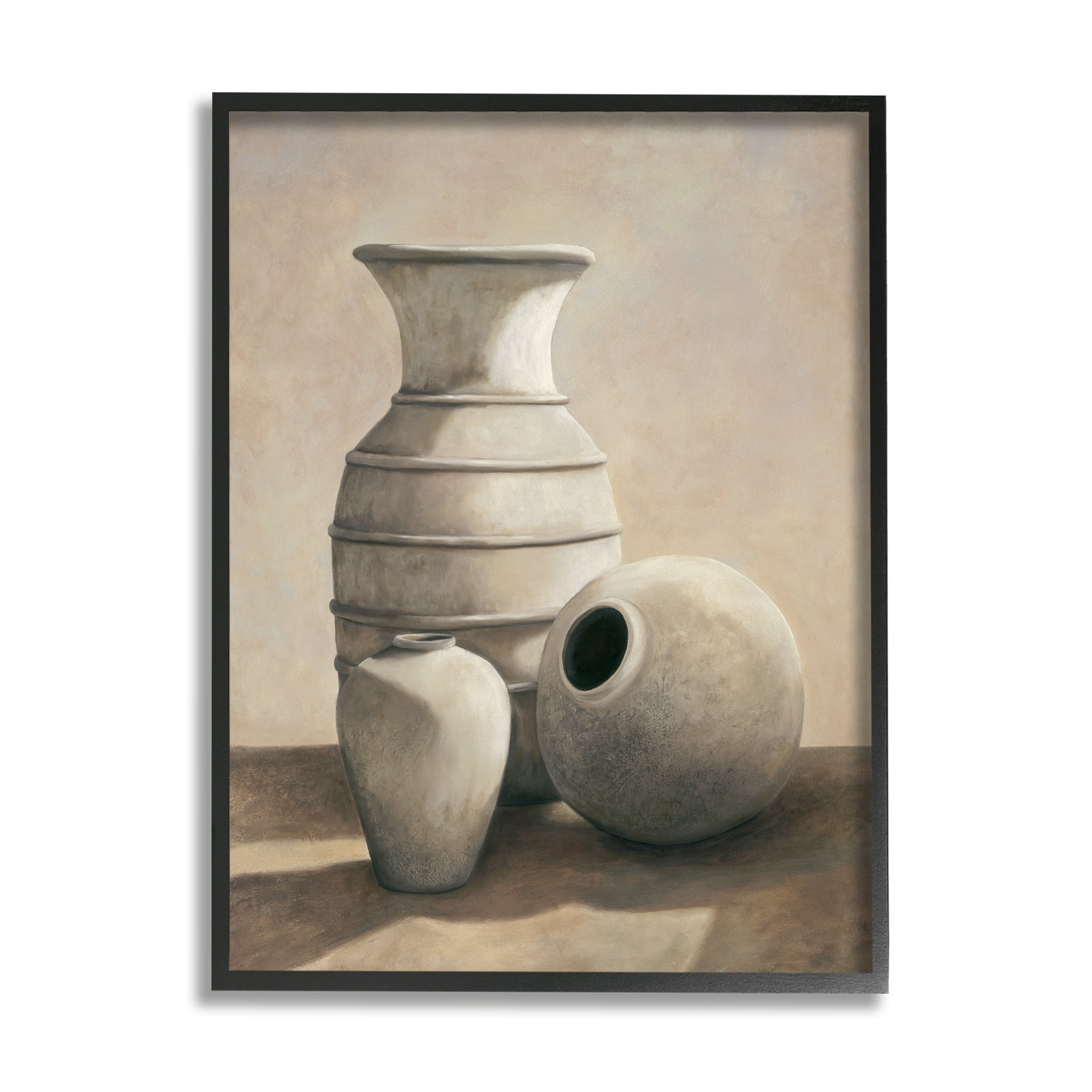 Andre Mazo Sepia Ceramic Urn Vases Still Life Detailed Drawing 24 in x 30 in Framed Painting Art Print, by Stupell Home Décor