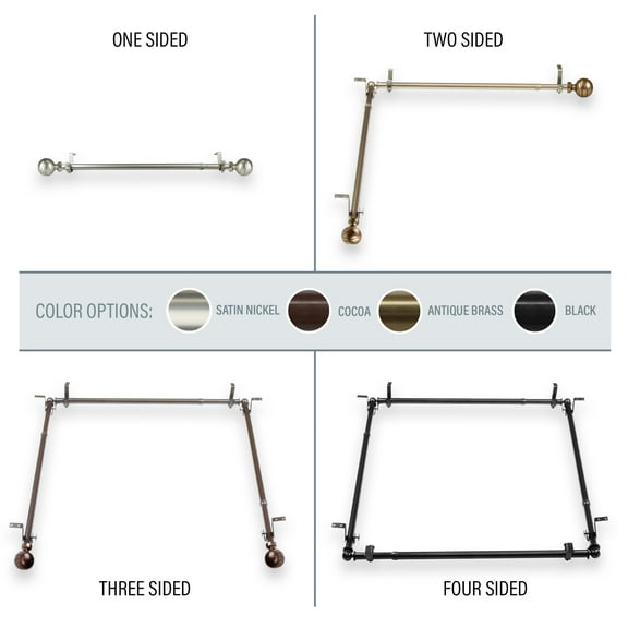 Andre Multi Angle Ceiling Rod/ Room Divider/ Bedroom Canopy Adjustable 120-170 inch - Three Sided - Cocoa