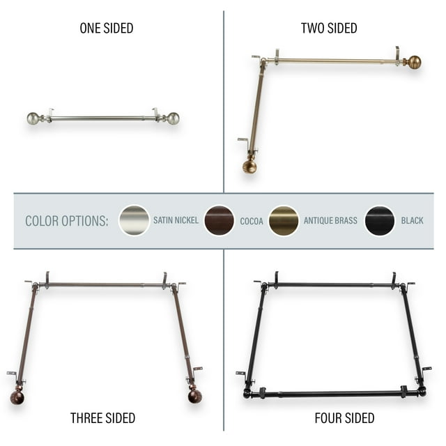 Andre Multi Angle Ceiling Rod/ Room Divider/ Bedroom Canopy Adjustable 120-170 inch - Two Sided - Satin Nickel
