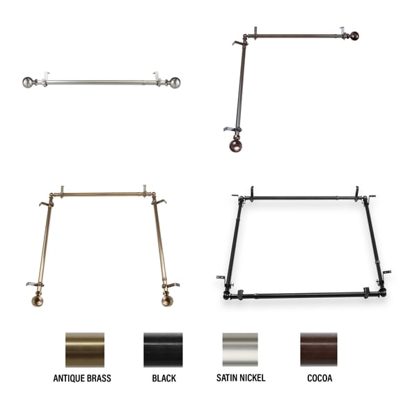Andre Multi Angle Ceiling Rod/ Room Divider/ Bedroom Canopy Adjustable 48-84 inch - Four Sided - Cocoa