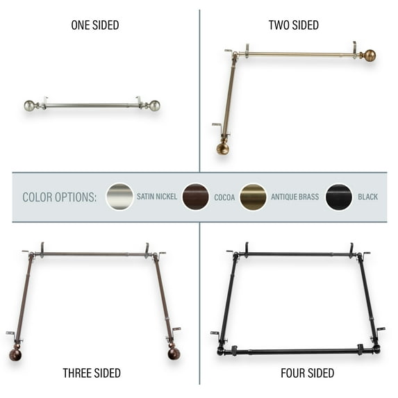 Andre Multi Angle Ceiling Rod/ Room Divider/ Bedroom Canopy Adjustable 66-120 inch - Two Sided - Cocoa