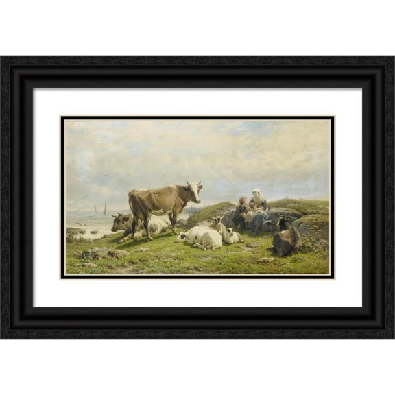 Andre Plumot 18x12 Black Ornate Wood Framed Double Matted Museum Art Print Titled - Their Daily Bread