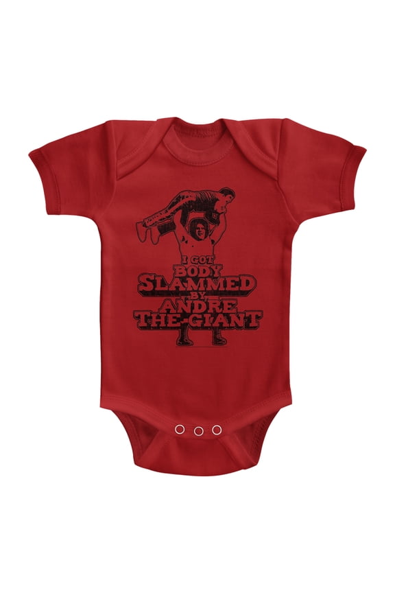 Andre The Giant Body Slam Red Baby Romper