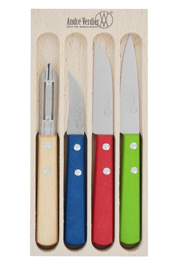 Prepa Culi 4pc Kitchen Knife Set  Multi-Color Wood  France