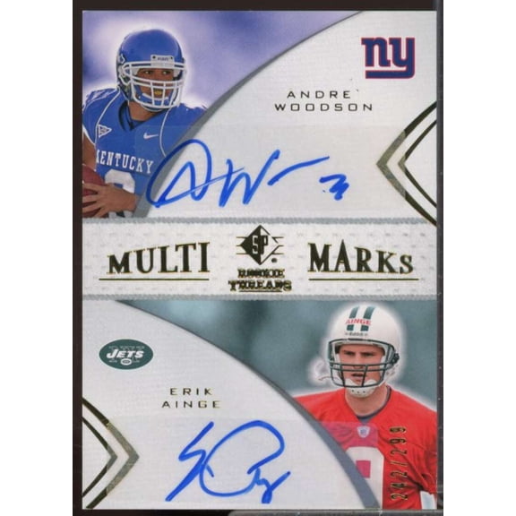 Andre Woodson/Erik Ainge Rookie 2008 SP Rookie Threads Multi Marks Dual #MMD13