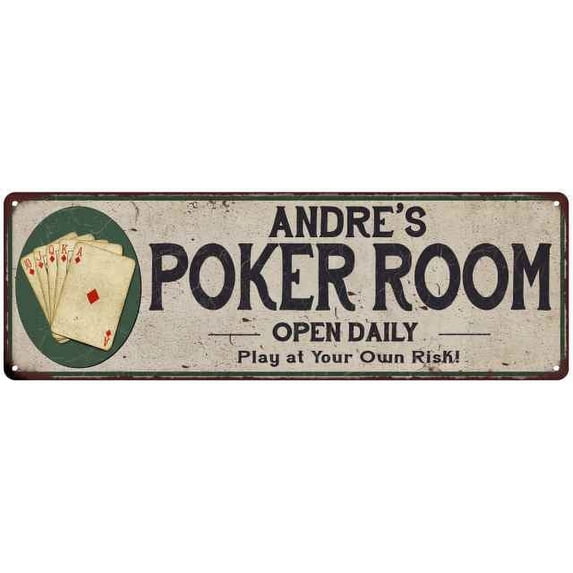 Andre's Poker Room 8x24 Metal Sign Game Decor 108240048022