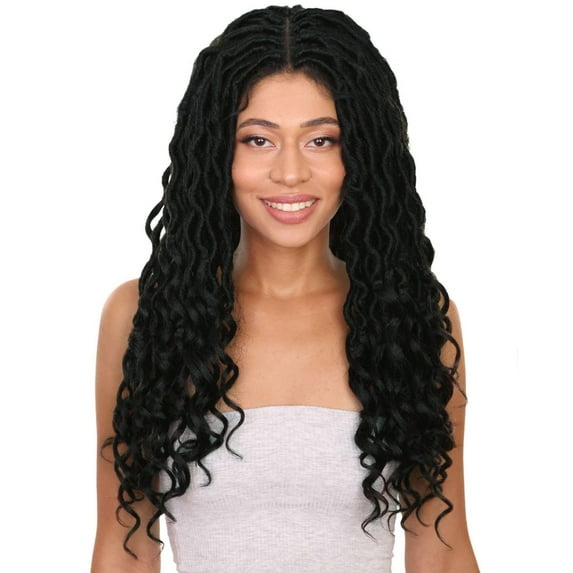 Andrea 4x4 Curly Long 4X4 Hand Tied Lace Braid Wig, Beauty Heat Resistant Fiber, 20+ Shades of Natural, Dip Dyed, & Blended Colors