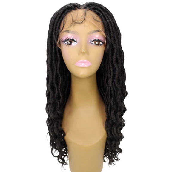 Andrea 4x4 Curly Long 4X4 Hand Tied Lace Braid Wig, Beauty Heat Resistant Fiber, 20+ Shades of Natural, Dip Dyed, & Blended Colors