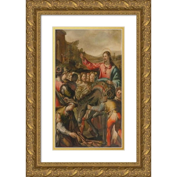 Andrea Boscoli 10x14 Gold Ornate Wood Frame and Double Matted Museum Art Print Titled - Christ's Entry into Jerusalem