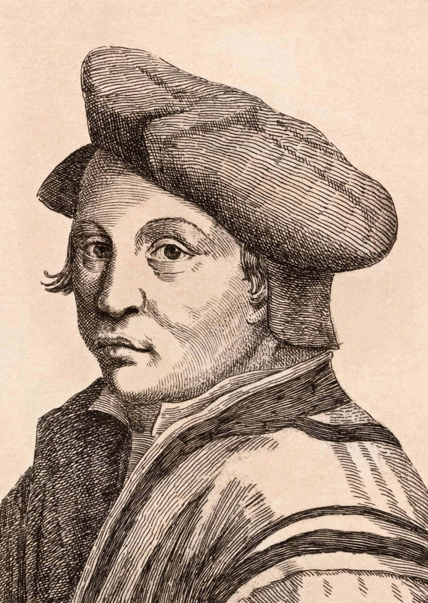 Andrea Del Sarto 1486-1530 Italian Artist From 75 Portraits Of Celebrated Painters From Authentic Originals Etched By James Girtin Published London 1817 Canvas Art - Ken Welsh Design Pics (12 x 17)