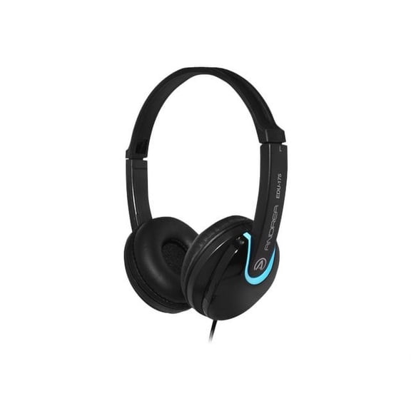 Andrea Edu-175 Stereo Headphone [on-the-ear] - Stereo - Black, Green - Mini-phone - Wired - Over-the-head - Binaural - Circumaural - 8 Ft Cable (edu-255)