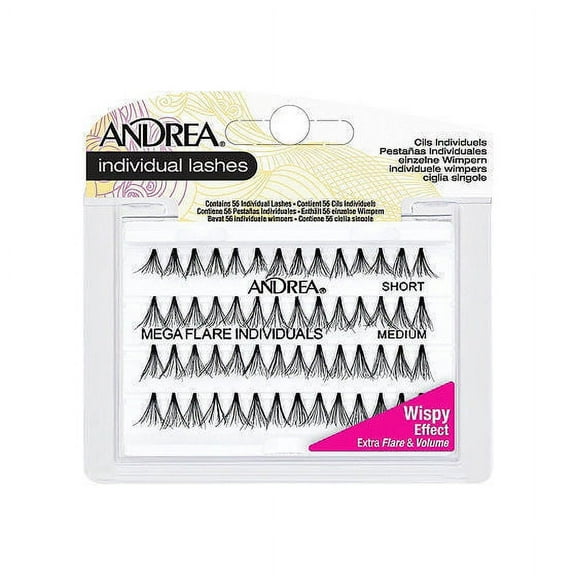 Andrea False Eyelashes Mega Flare Individuals Knot Free, Mega Flare Combo Pack