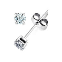Andrea Jewelers 3MM Clear Round CZ Stud Earrings 0.2 ct. t.w. in 925 Sterling Silver, Nickel Free