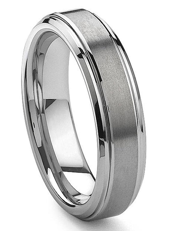 6MM Tungsten Carbide Wedding Band Ring With Stepped Edges Sz 10.0