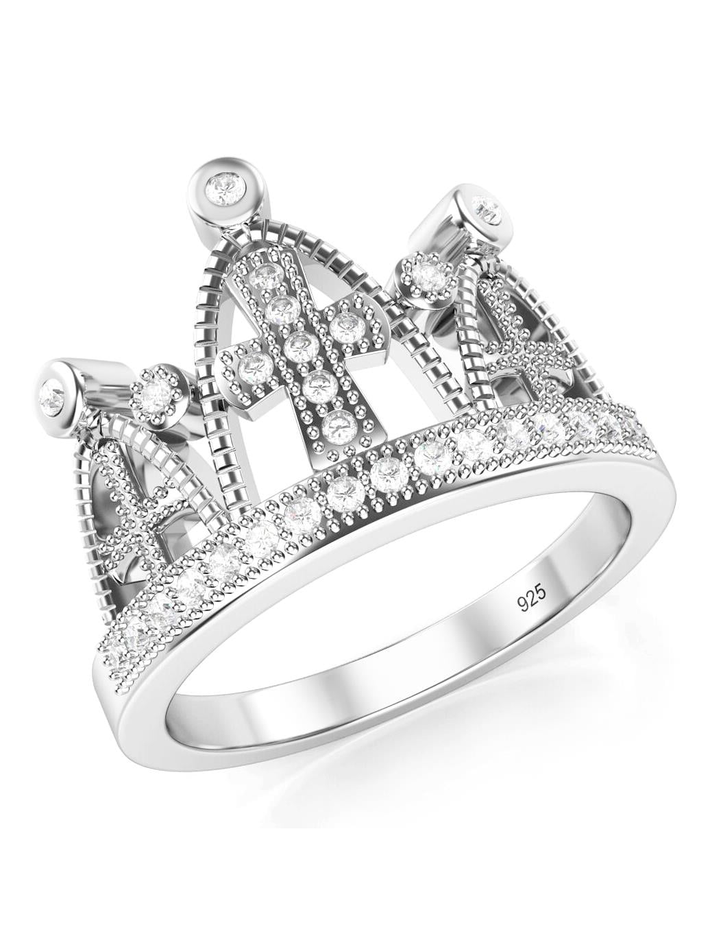 Andrea Jewelers 925 Sterling Silver Cubic Zirconia Princess Cross Crown ...