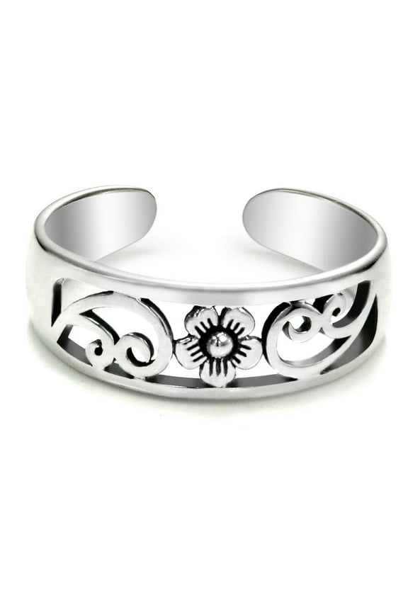 Adjustable Toe Ring Silver Plumeria Flower, Toe Ring, Sterling Silver