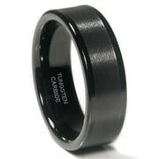 ANDREA JEWELERS Black Tungsten 8MM Flat Wedding Band Ring Sz 10.0