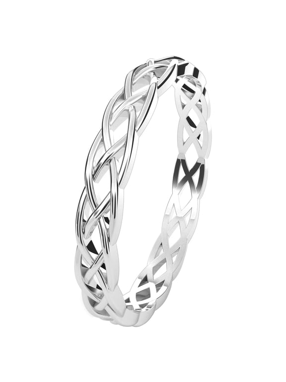 Celtic Knot Eternity Band Ring, 925 Sterling Silver, 4 mm