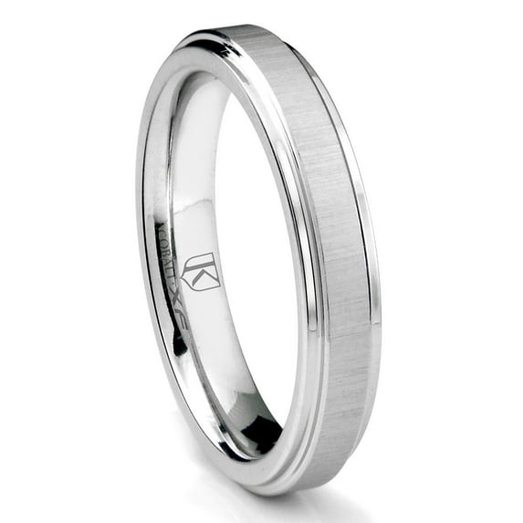 Andrea Jewelers Cobalt Xf Chrome 4MM Satin Finish Wedding Band Ring With Raised Center Sz 7.0