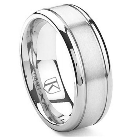 Andrea Jewelers Cobalt Xf Chrome 8MM Double Grooves Wedding Band Ring Sz 10.0