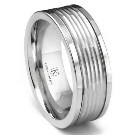 Andrea Jewelers Cobalt Xf Chrome 9MM Hammer Finish Wedding Band Ring Sz 10.0