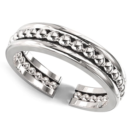 Andrea Jewelers Sterling Silver Beaded Pattern Adjustable Toe Band Ring