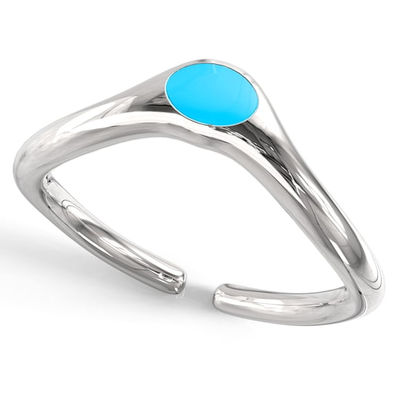 Andrea Jewelers Sterling Silver Chevron Blue Enamel Adjustable Toe Band Ring