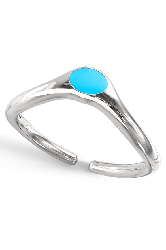 Sterling Silver Chevron Blue Enamel Adjustable Toe Band Ring