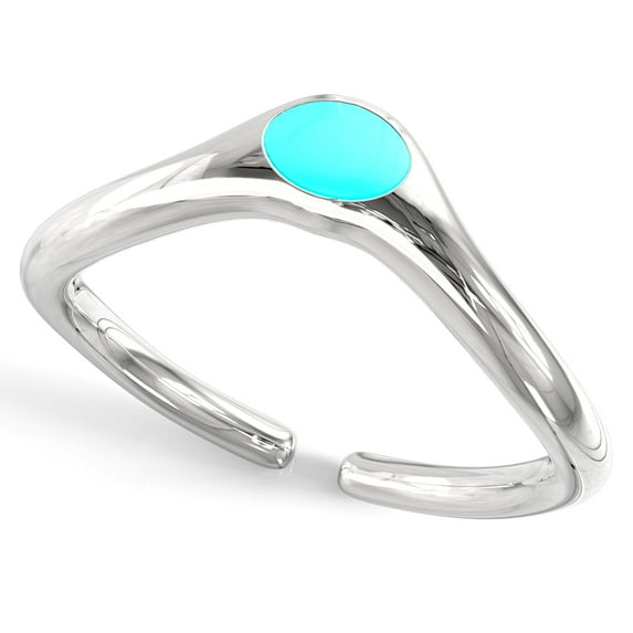 Andrea Jewelers Sterling Silver Chevron Green Enamel Adjustable Toe Band Ring
