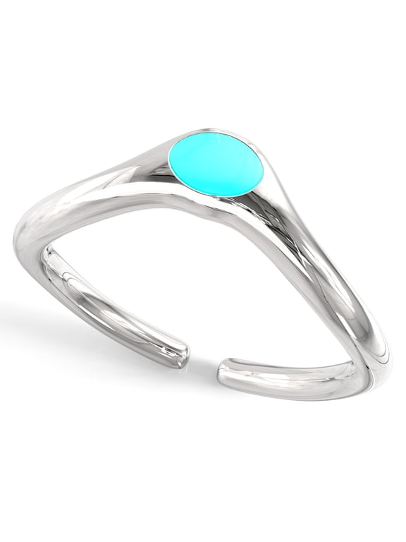 Sterling Silver Chevron Green Enamel Adjustable Toe Band Ring
