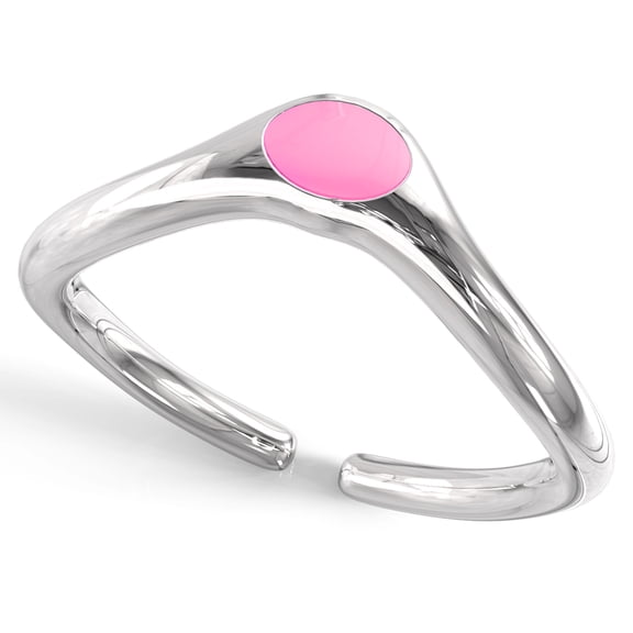 Andrea Jewelers Sterling Silver Chevron Pink Enamel Adjustable Toe Band Ring