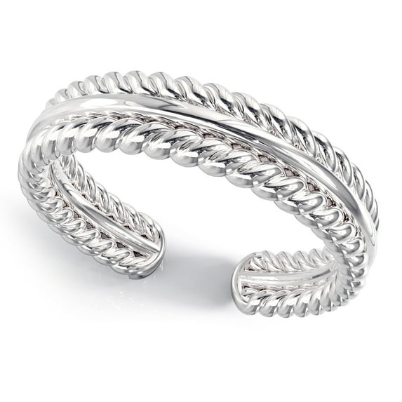 Andrea Jewelers Sterling Silver Double Rope Adjustable Toe Band Ring