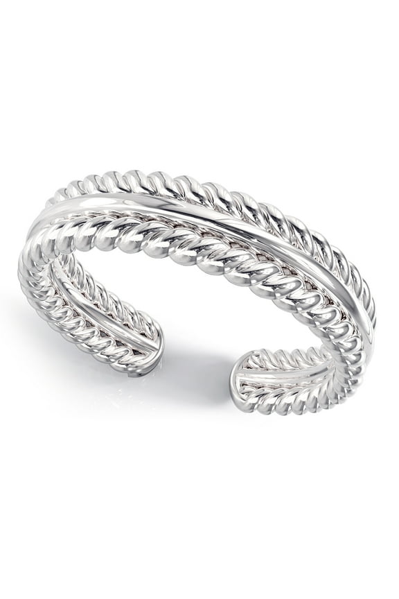 Sterling Silver Double Rope Adjustable Toe Band Ring