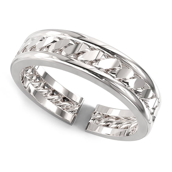 Andrea Jewelers Sterling Silver Link Pattern Adjustable Toe Band Ring