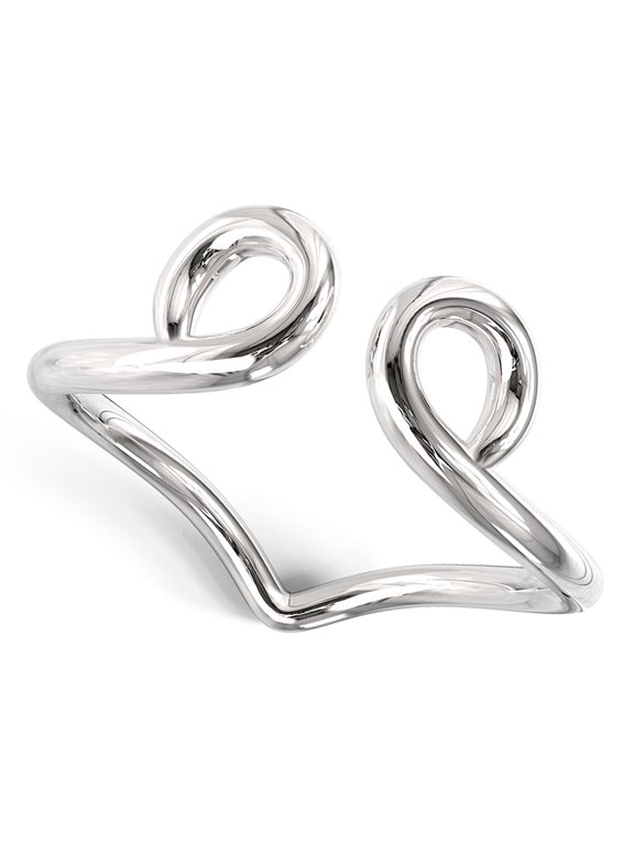 Sterling Silver Split Double Swirl Adjustable Toe Band Ring